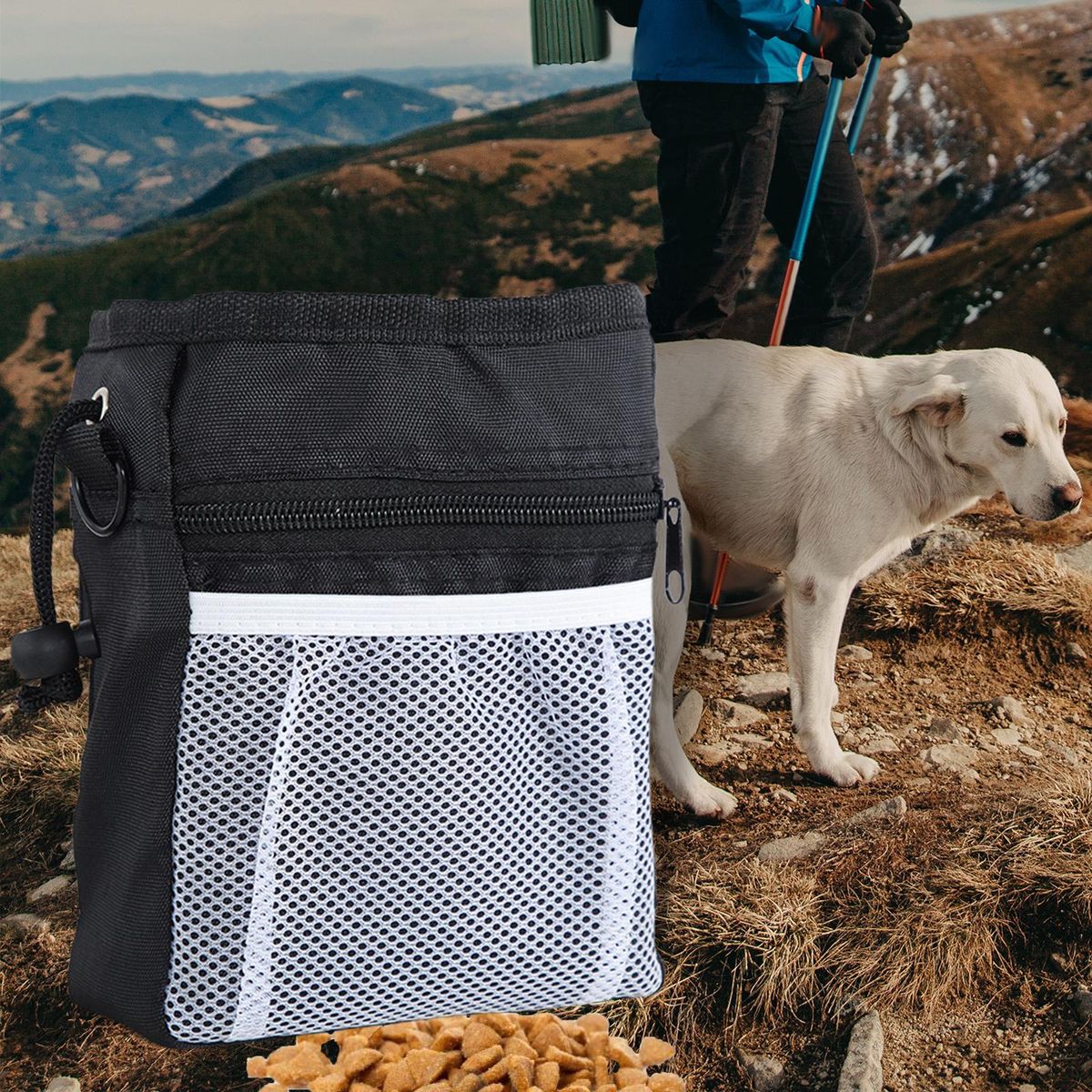 Dog Training Pouch Waist Belt Snack Treat Storage Bag Poop Bags Black
