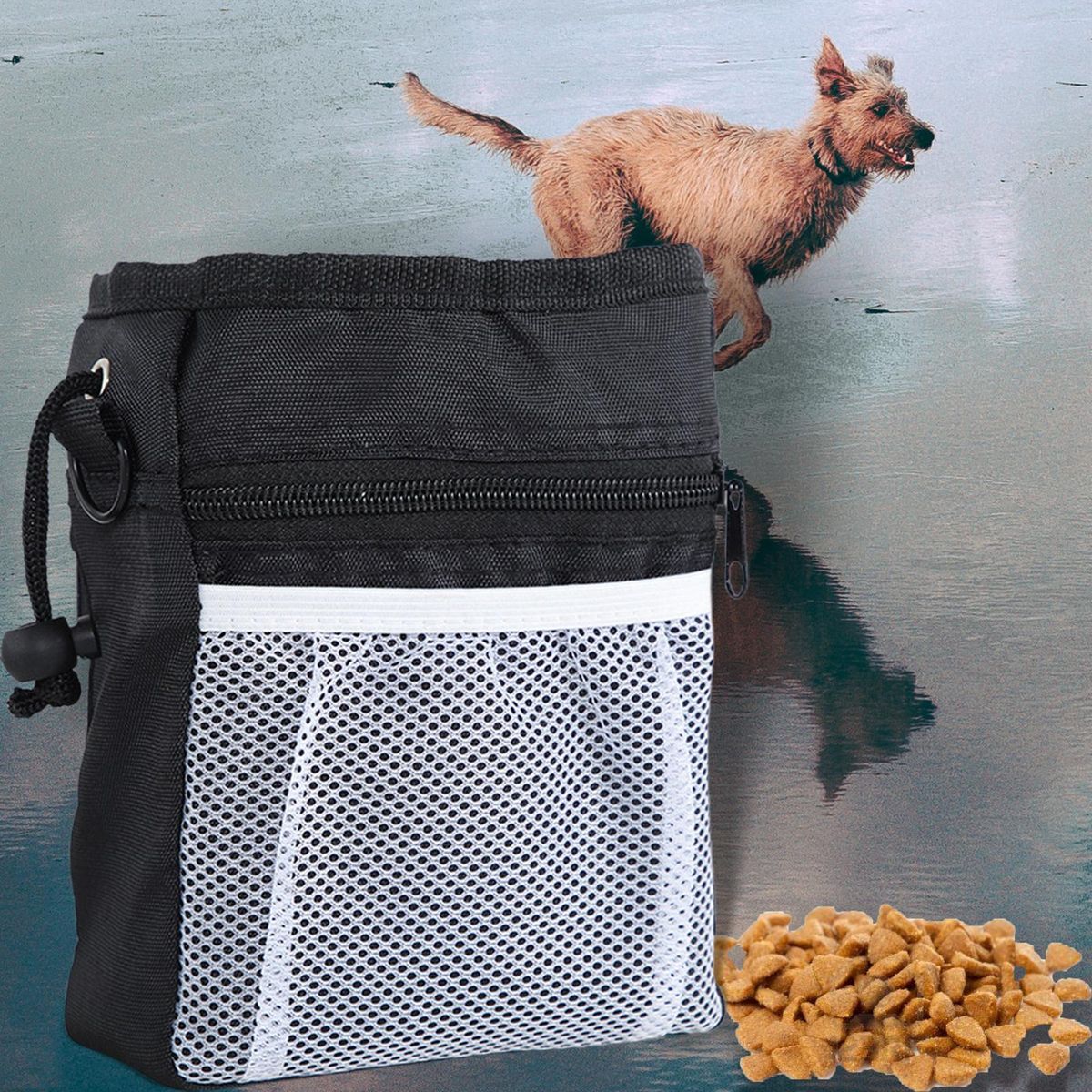 Dog Training Pouch Waist Belt Snack Treat Storage Bag Poop Bags Black