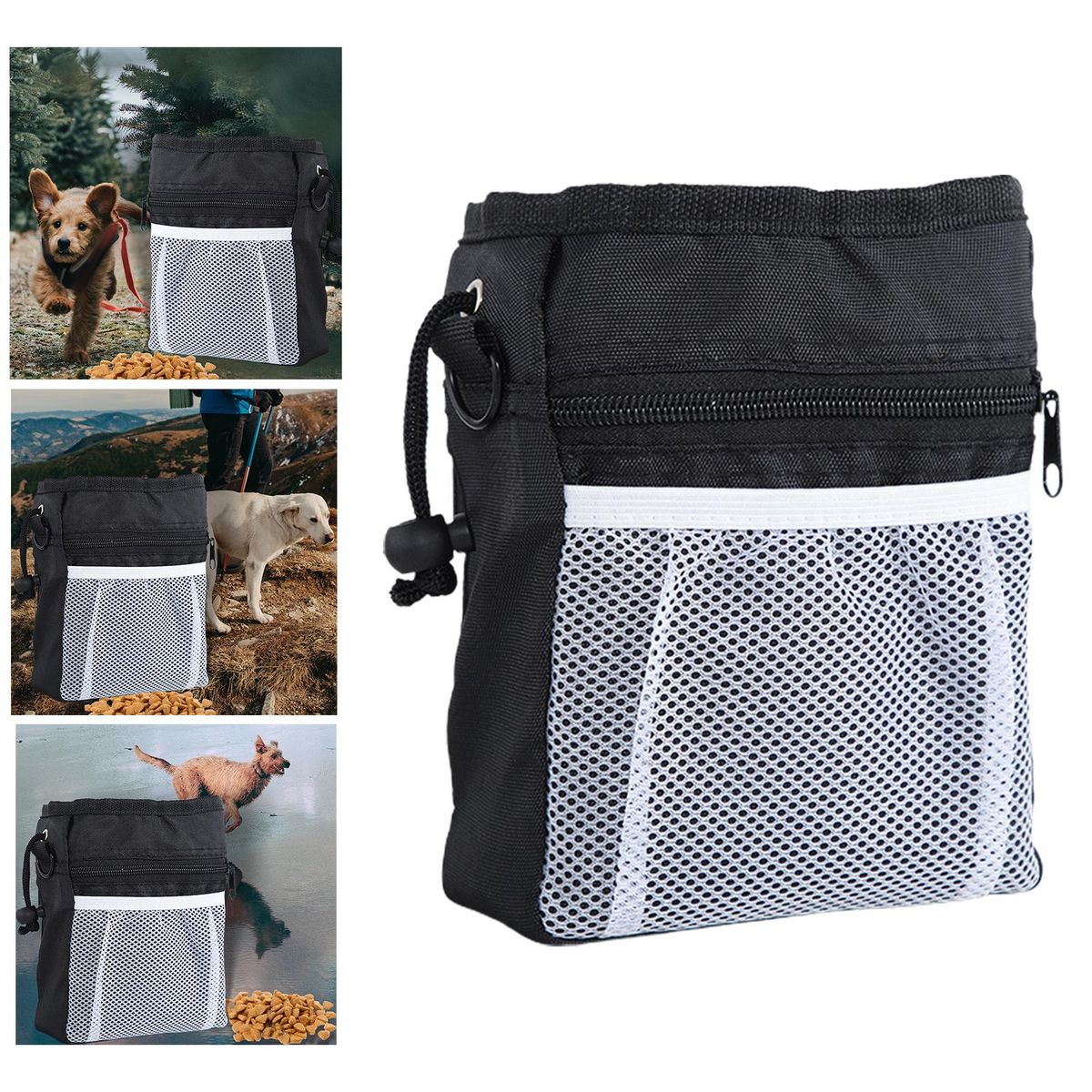 Dog Training Pouch Waist Belt Snack Treat Storage Bag Poop Bags Black