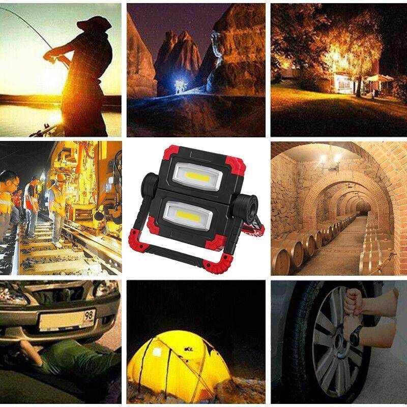 300W 3000LM LED COB Work Light USB Rechargeable/ Type Lantern Tent Lights Floodlight Emergency Foldable Rotation Pure White Outdoor Camping Lamp Lighting Aqua