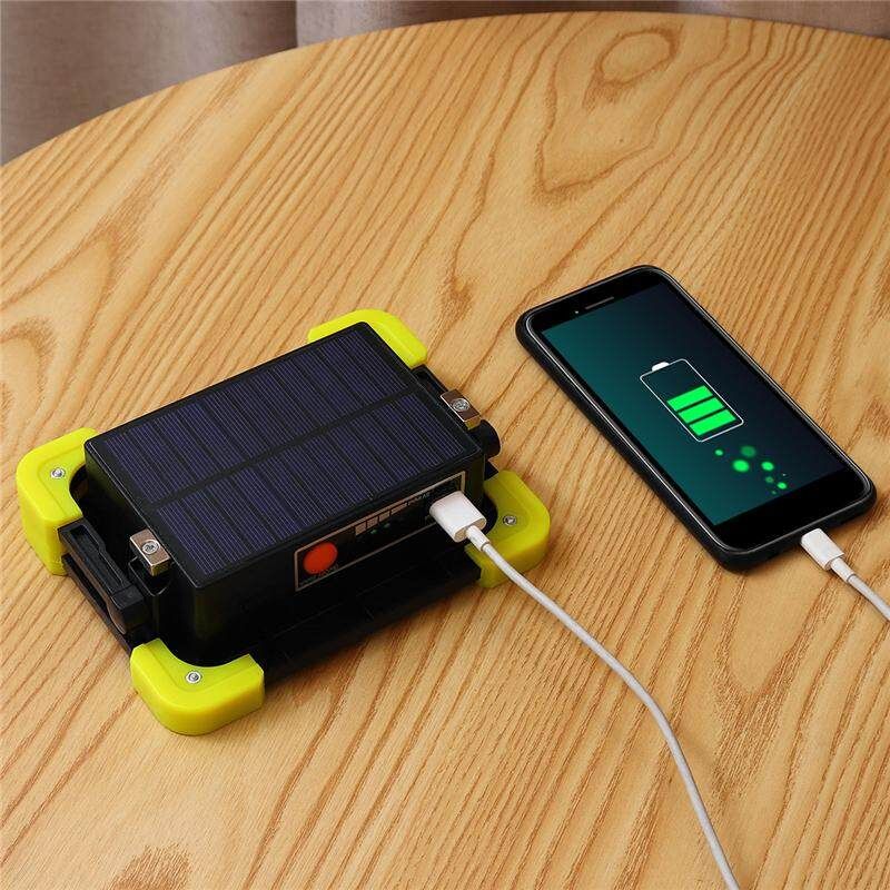 Portable 200W 2000LM COB 36 LED Solar Powered Work Light 3 Modes Floodlight Lantern Hanging Tent Lights USB Rechargeable Emergency Lamp Outdoor Camping Green