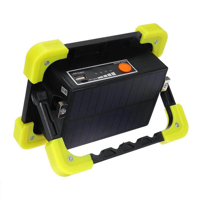 Portable 200W 2000LM COB 36 LED Solar Powered Work Light 3 Modes Floodlight Lantern Hanging Tent Lights USB Rechargeable Emergency Lamp Outdoor Camping Green