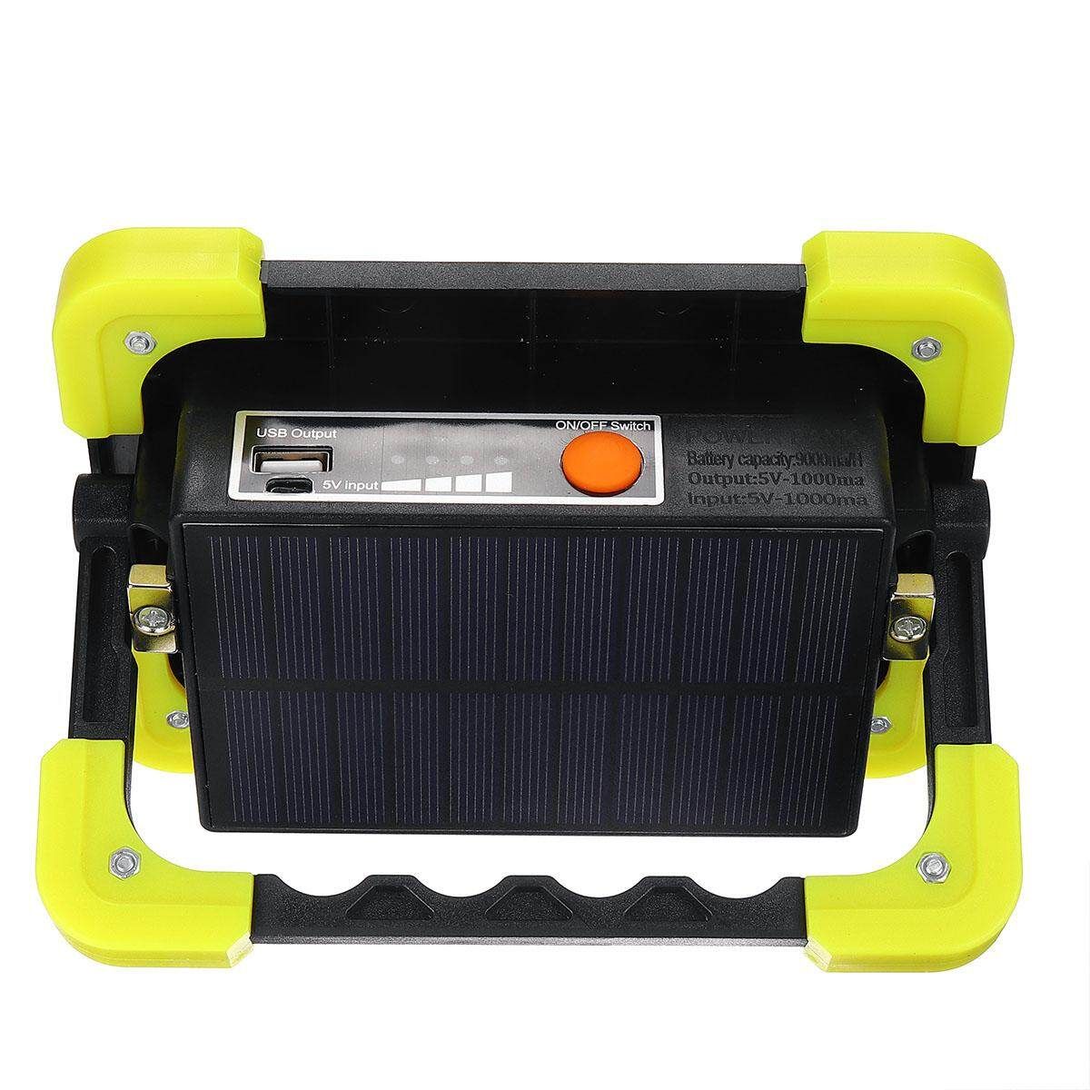 Portable 200W 2000LM COB 36 LED Solar Powered Work Light 3 Modes Floodlight Lantern Hanging Tent Lights USB Rechargeable Emergency Lamp Outdoor Camping Green