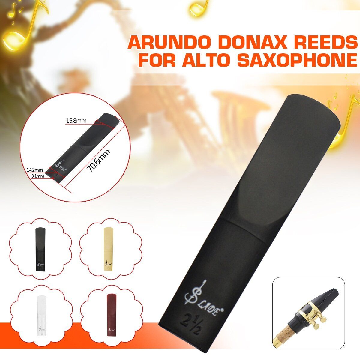Alto Saxophone Reed Professional Alto Saxophone Reed Resin Reeds Strength 2.5 With 4 Colors Optional Saxophone Accessories White