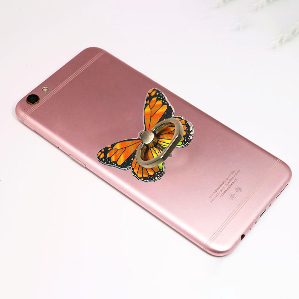 Finger Ring Holder Colorful Paint Butterflies Phone Finger Ring Holder Orange