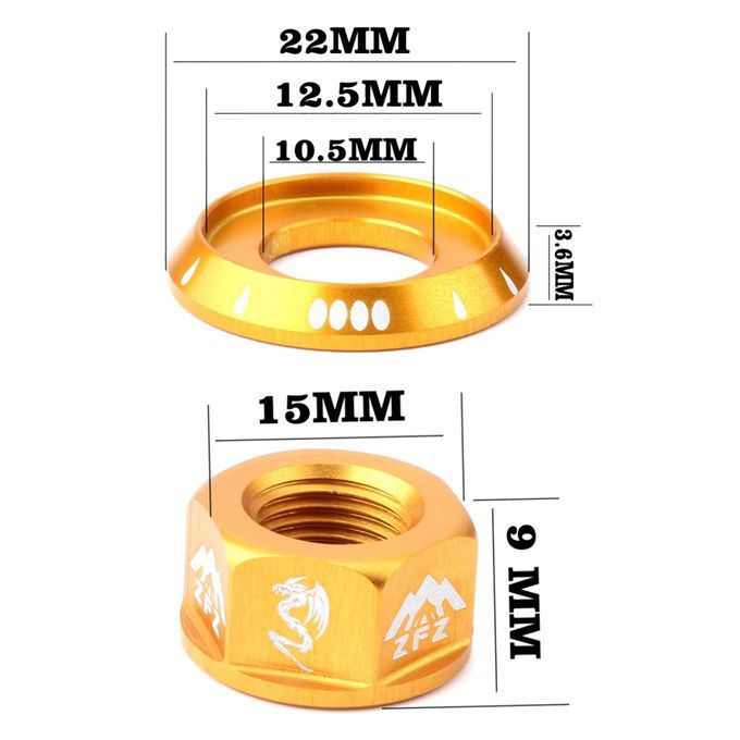 Bicycle Hub Nut M10 Folding Fixed Gear Bike Wheel Hubs Axle Screw Gold