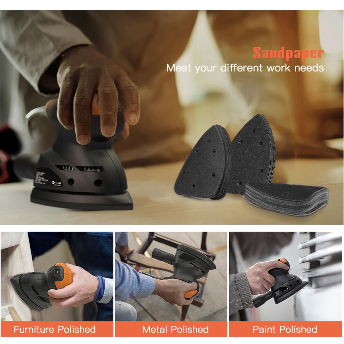 Mouse Sandpaper Set 140 * 100mm 6-Hole 40 Piece Silicon Carbide Material Black Water-Based Sandpaper