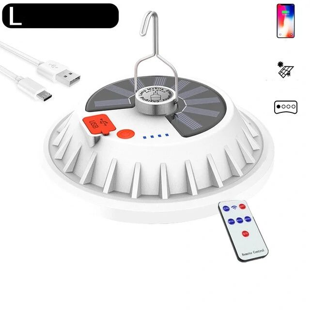 XMUND 2 In 1 300W Solar LED Camping Light Remote Control Tent Light Hang Fishing Night Light Emergency Work Lamp V6 Series - L