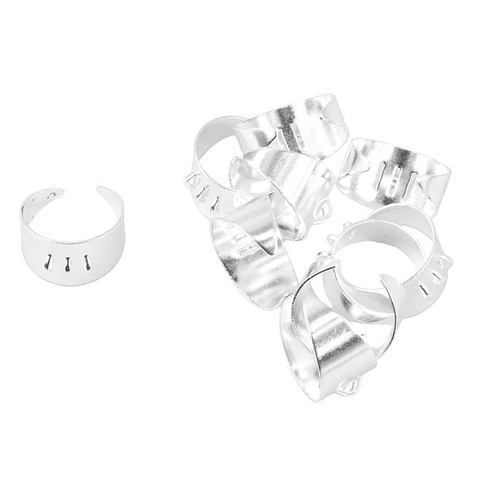 10pcs Adjustable 3 Loops Blank Rings Base Settings Silver White