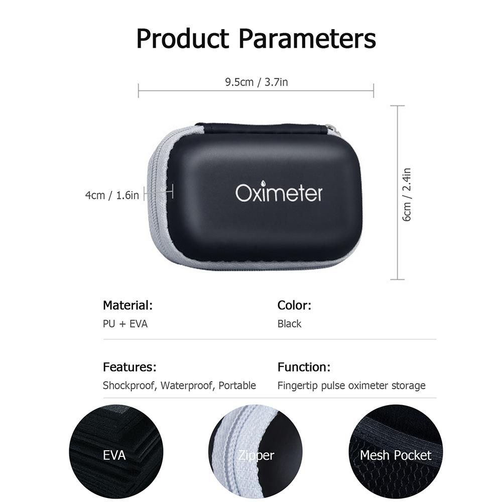 Oximeter Storage Case Fingertip Pulse Oximeter Travel Case Shockproof Waterproof EVA Storage Box Blood Saturation Monitor Pouch Box Protective Bag