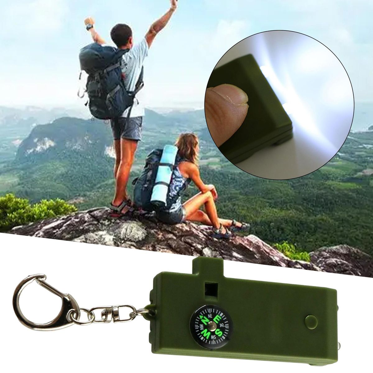 Multifunction Outdoor Keychain Green