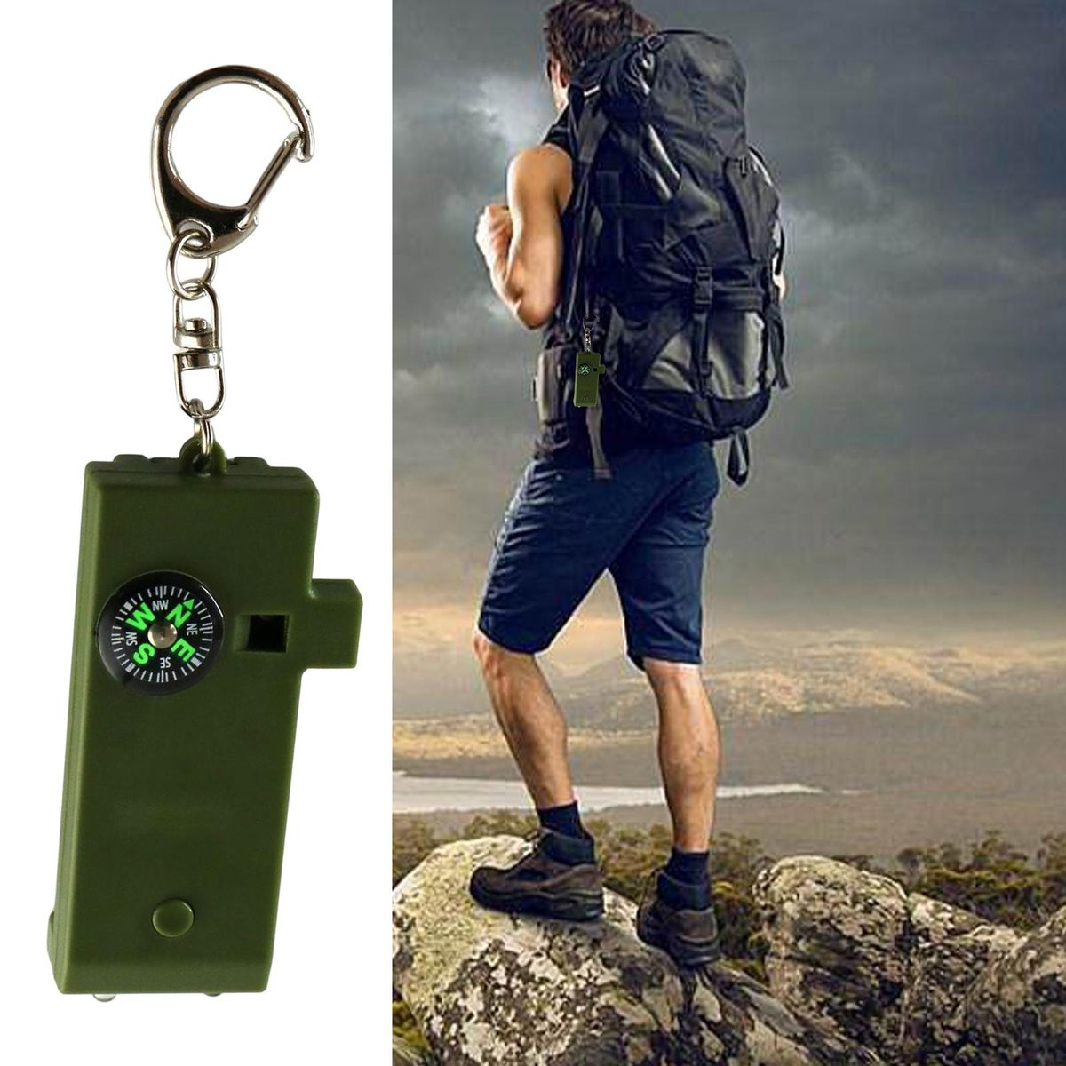 Multifunction Outdoor Keychain Green