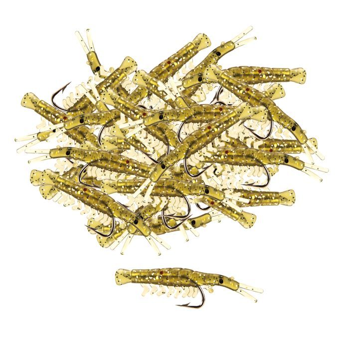 50Pcs Freshwater Saltwater Sea  Soft Shrimp  Hooks Bait Tan