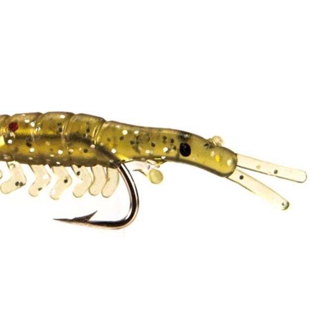 50Pcs Freshwater Saltwater Sea  Soft Shrimp  Hooks Bait Tan