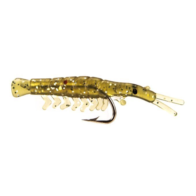 50Pcs Freshwater Saltwater Sea  Soft Shrimp  Hooks Bait Tan