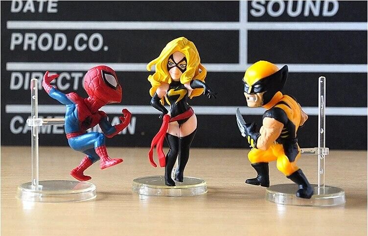 5pcs/lot Super Hero Captain America Spider Man Iron Man PVC Action Figures Toys