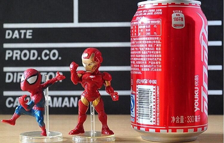 5pcs/lot Super Hero Captain America Spider Man Iron Man PVC Action Figures Toys