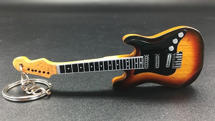 Keychain Wooden With 15 Models Different Miniature Guitar
