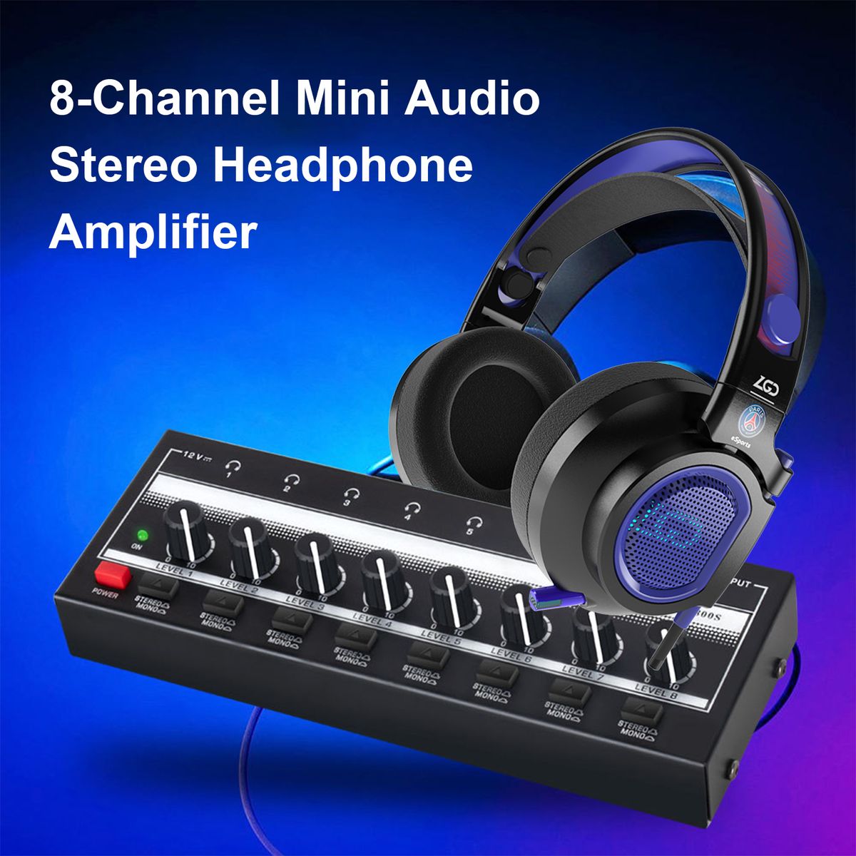 HA800S Headphone Amplifier 8 Channels Mono/Stereo Metal