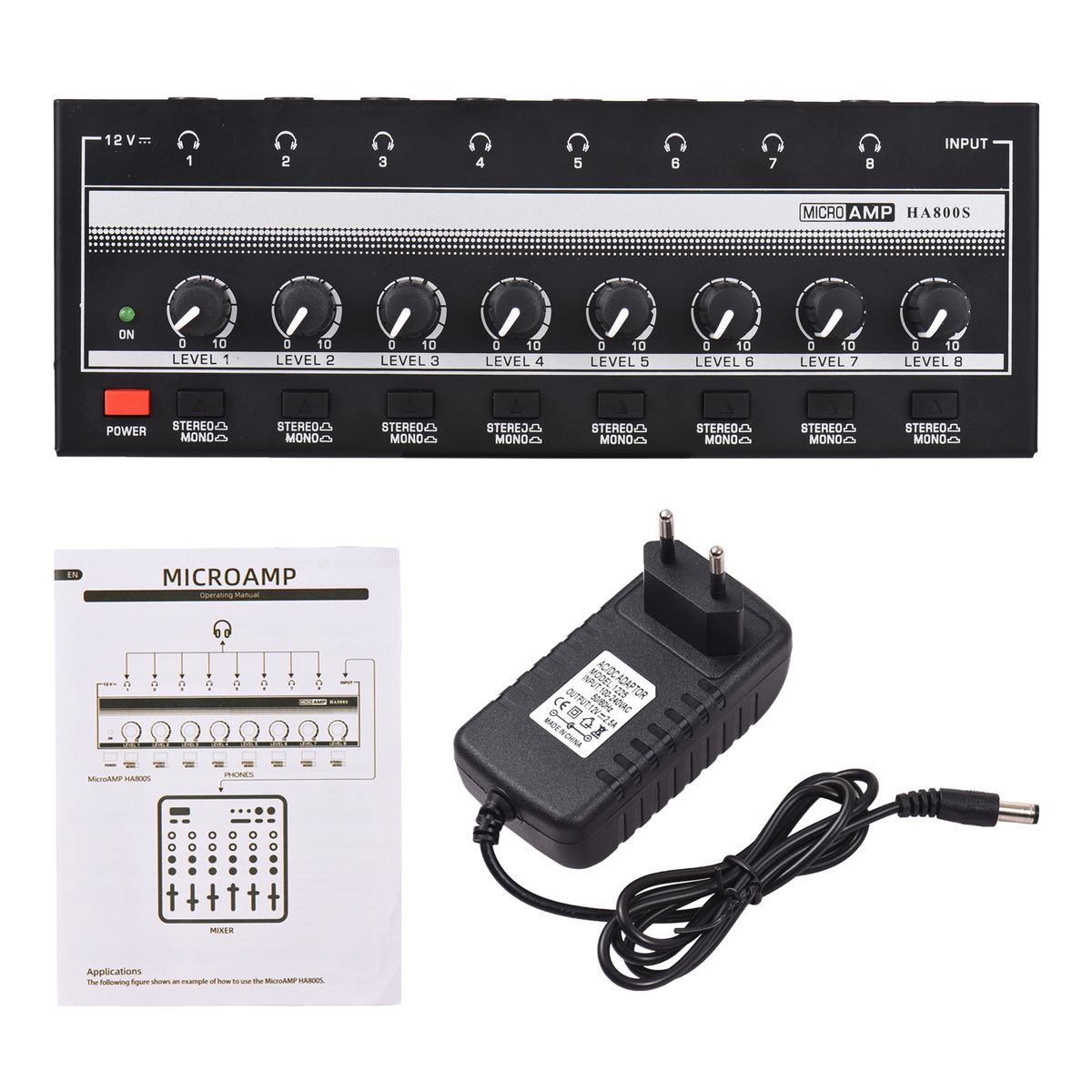 HA800S Headphone Amplifier 8 Channels Mono/Stereo Metal