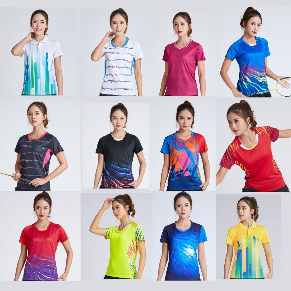 2020 New Women's Tennis T Shirts , Female Quick Dry Badminton Kit , Girl Sportwear Clothes Yellow Table Jerseys , Running Shirt