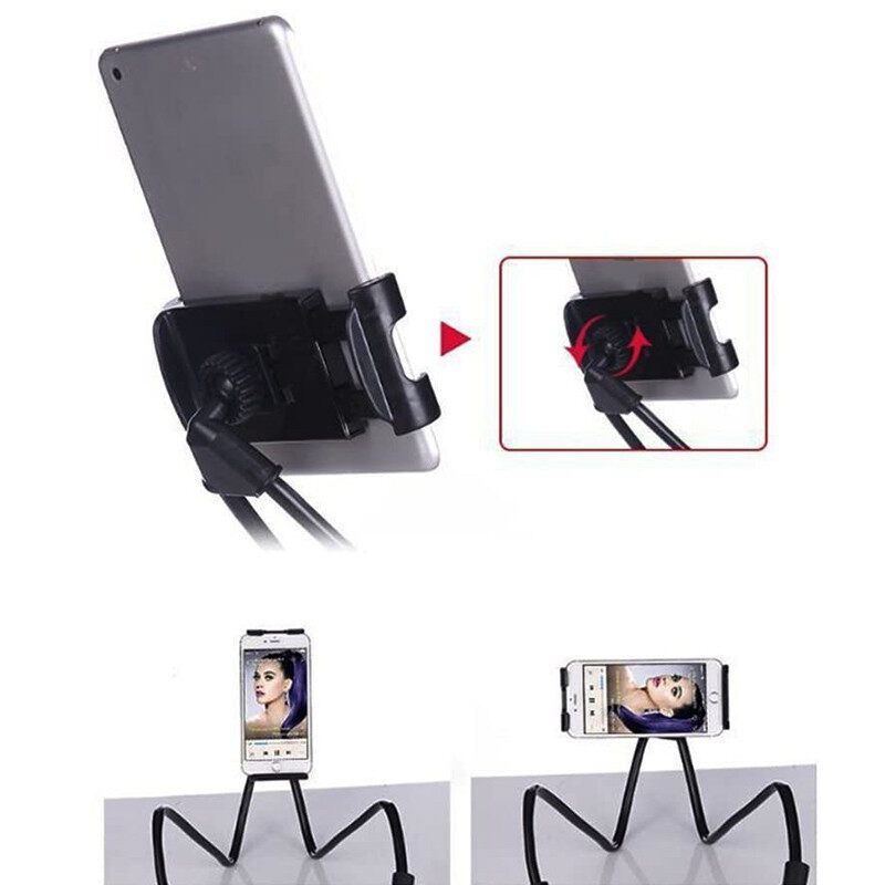 (Universal) 360° Flexible Neck Phone Holder Portable Lazy Hanging On Neck Smart Phone Bracket Holder Desktop Mount For Bike Bicycle Riding Cooking Pink