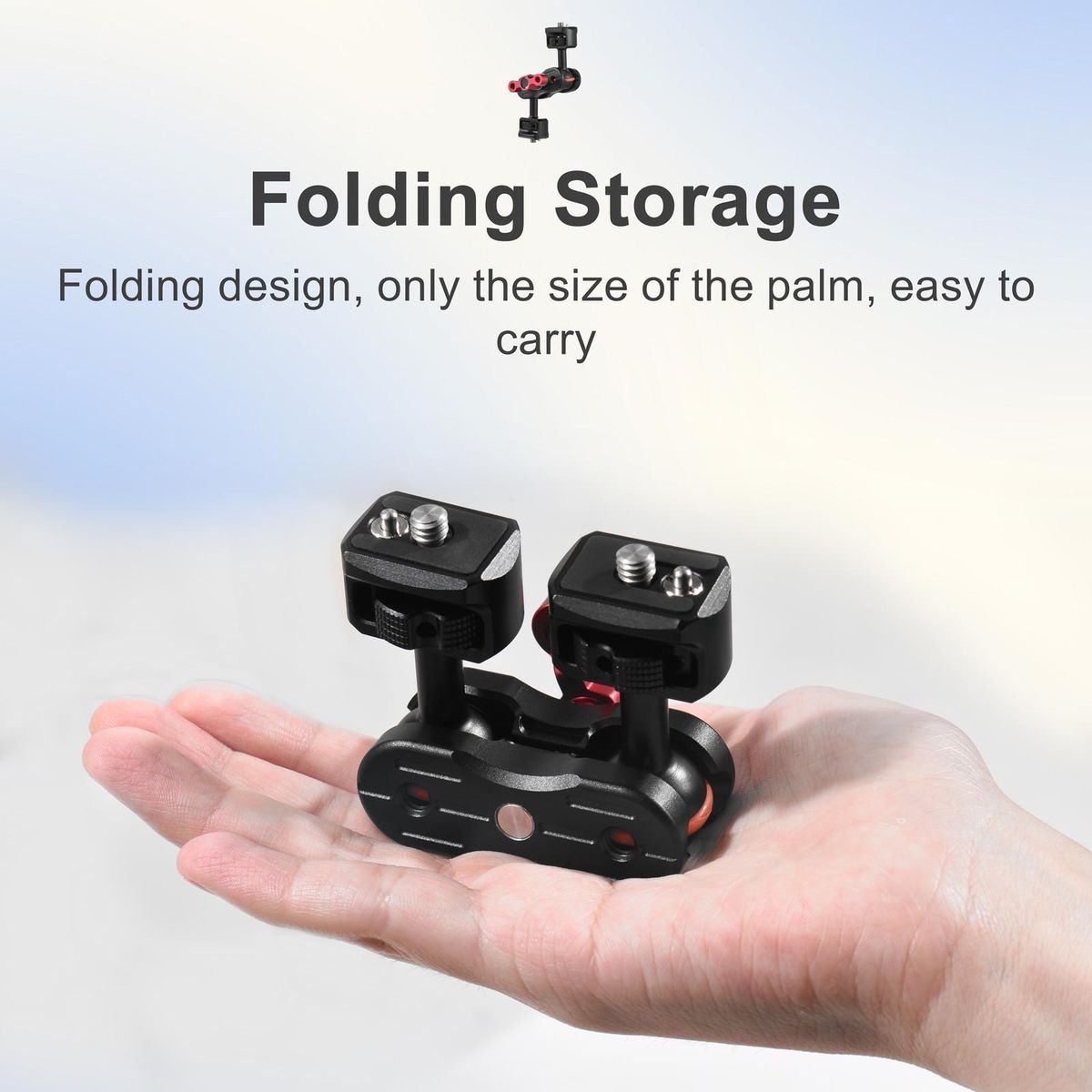 Articulating Magic Arm Flexible Monitor Mount Adapter Aluminum Alloy with Dual 1/4 Inch Screws Double Ballheads 360° Rotatable for Field Monitor LED Light Camera Cage