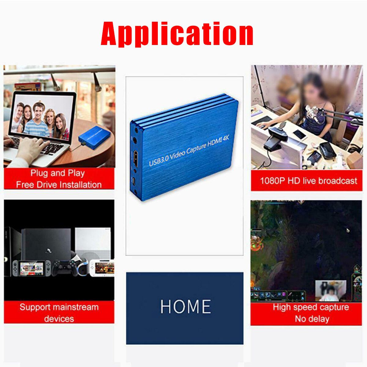4K HDMI Game Capture Card 1080P HD Video Record For Video/Game Live Streaming
