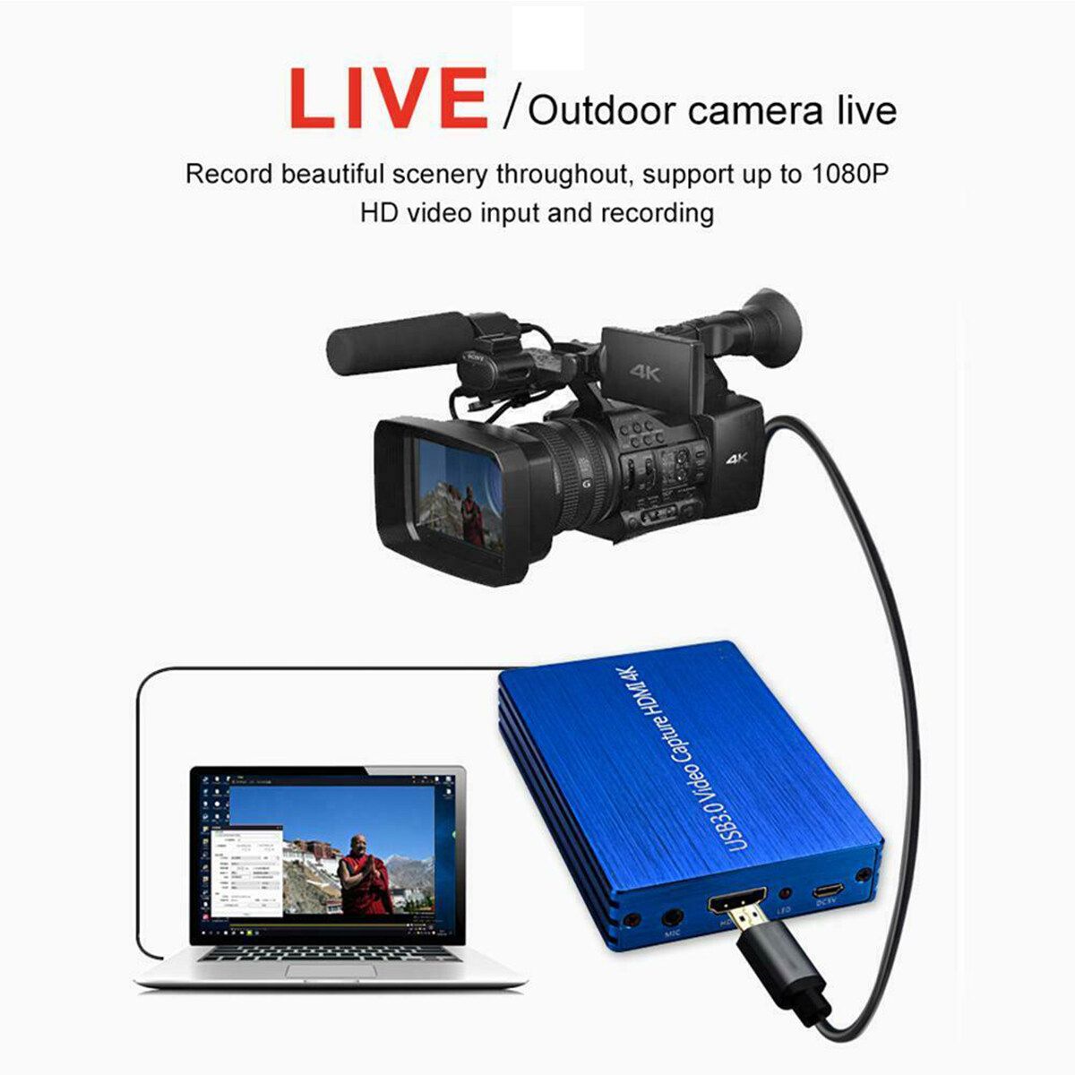 4K HDMI Game Capture Card 1080P HD Video Record For Video/Game Live Streaming