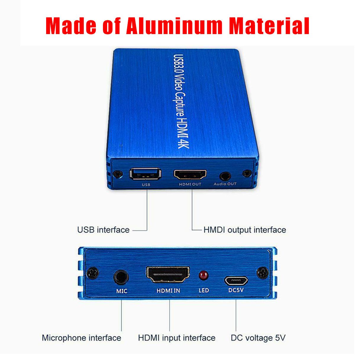 4K HDMI Game Capture Card 1080P HD Video Record For Video/Game Live Streaming