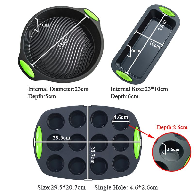 EPASUN 3pcs Set Silicone Baking Cake Mold Cup Pan Mould