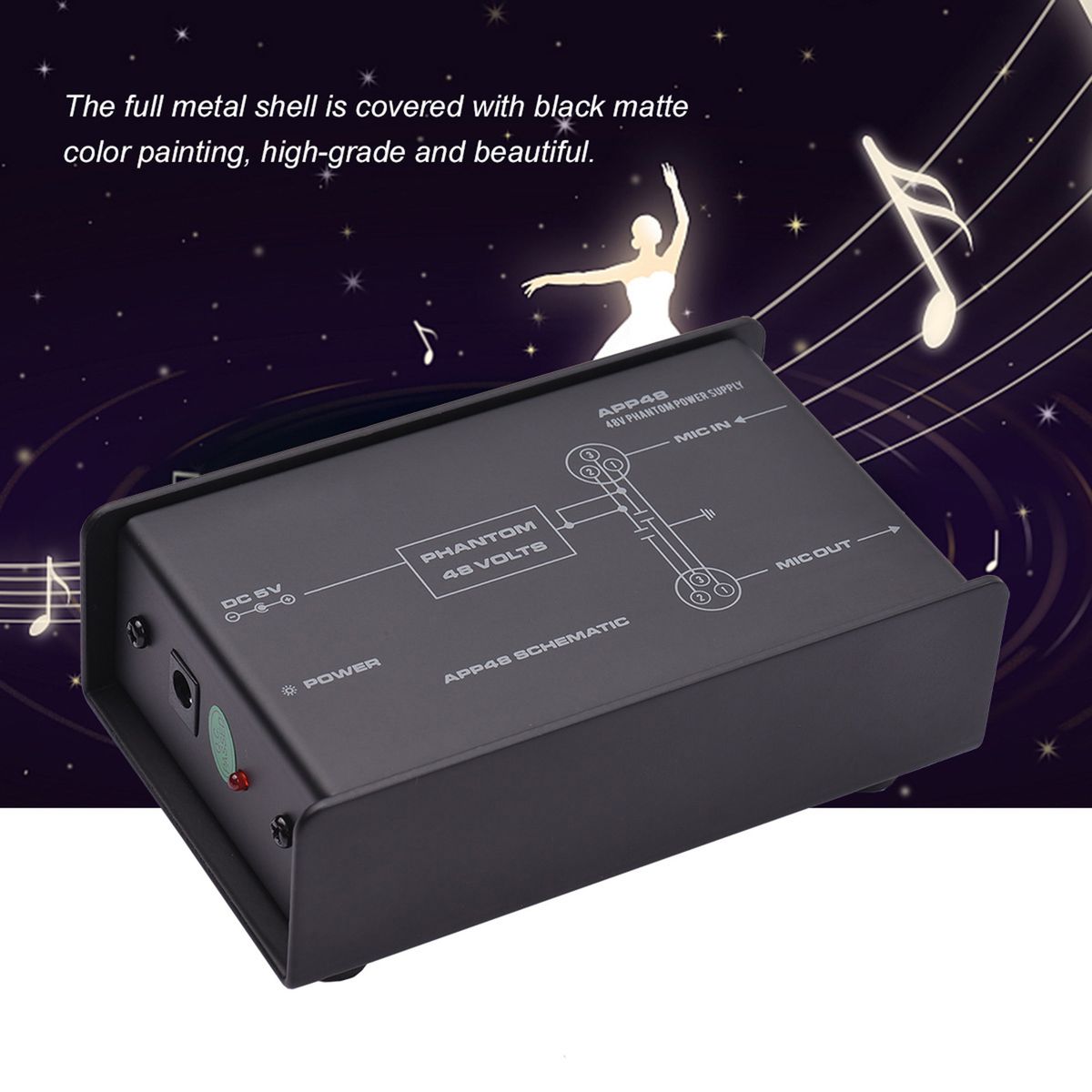 48V Low Noise Phantom Power Supply For Condenser Microphone