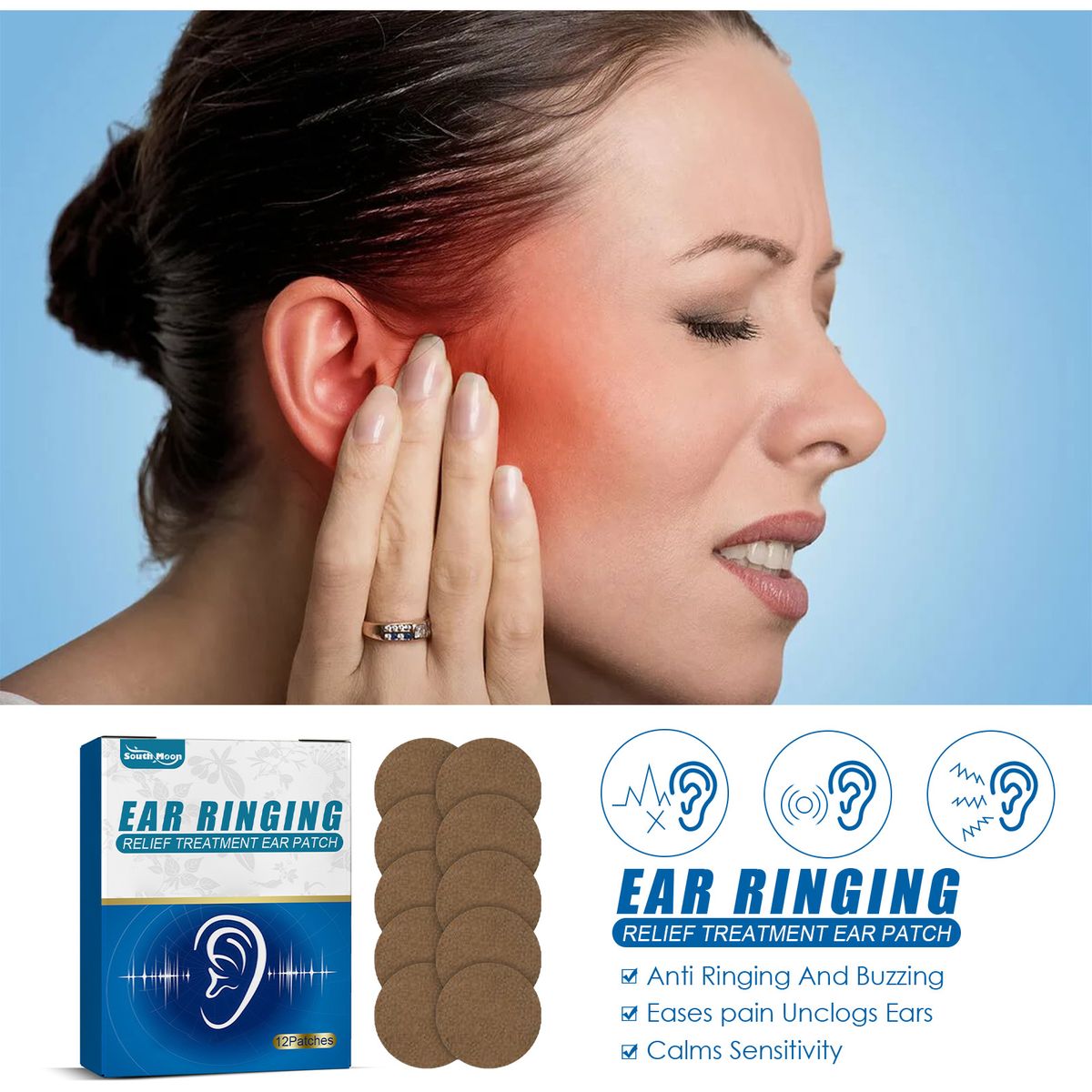 10-12Pcs Tinnitus Relief Patch Anti Ringing Buzzing