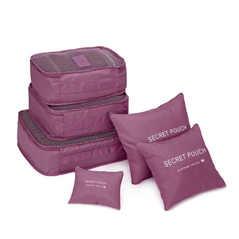 6 Pcs/Set Square Travel Luggage Storage Bags Clothes Organizer Pouch Case