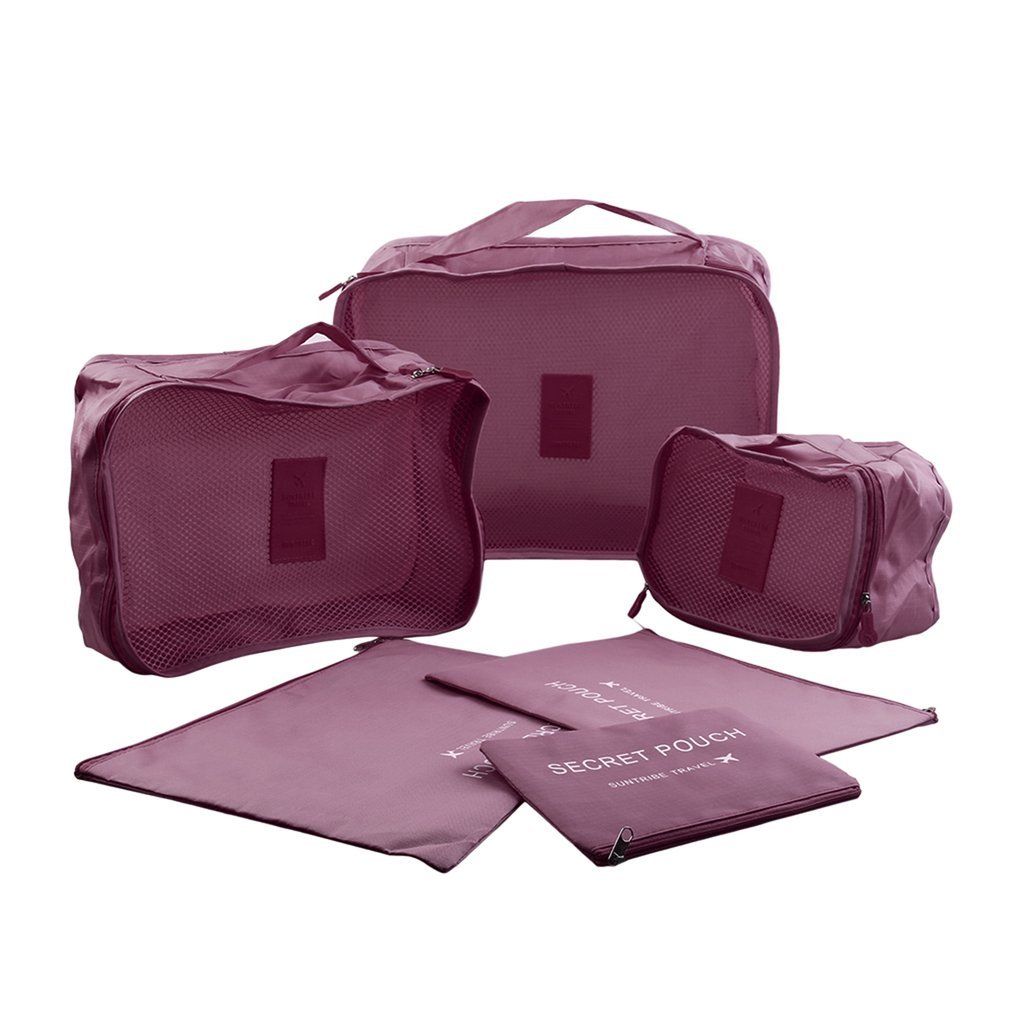6 Pcs/Set Square Travel Luggage Storage Bags Clothes Organizer Pouch Case