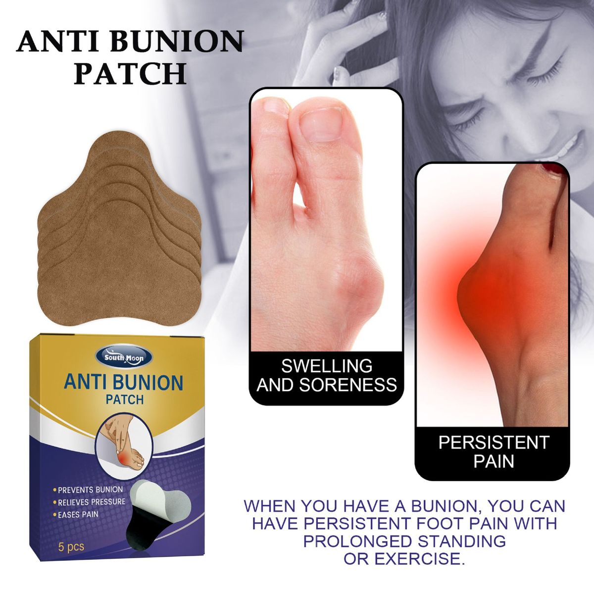5Pcs Anti Bunion Patch Relieve Pain Prevent Bunion
