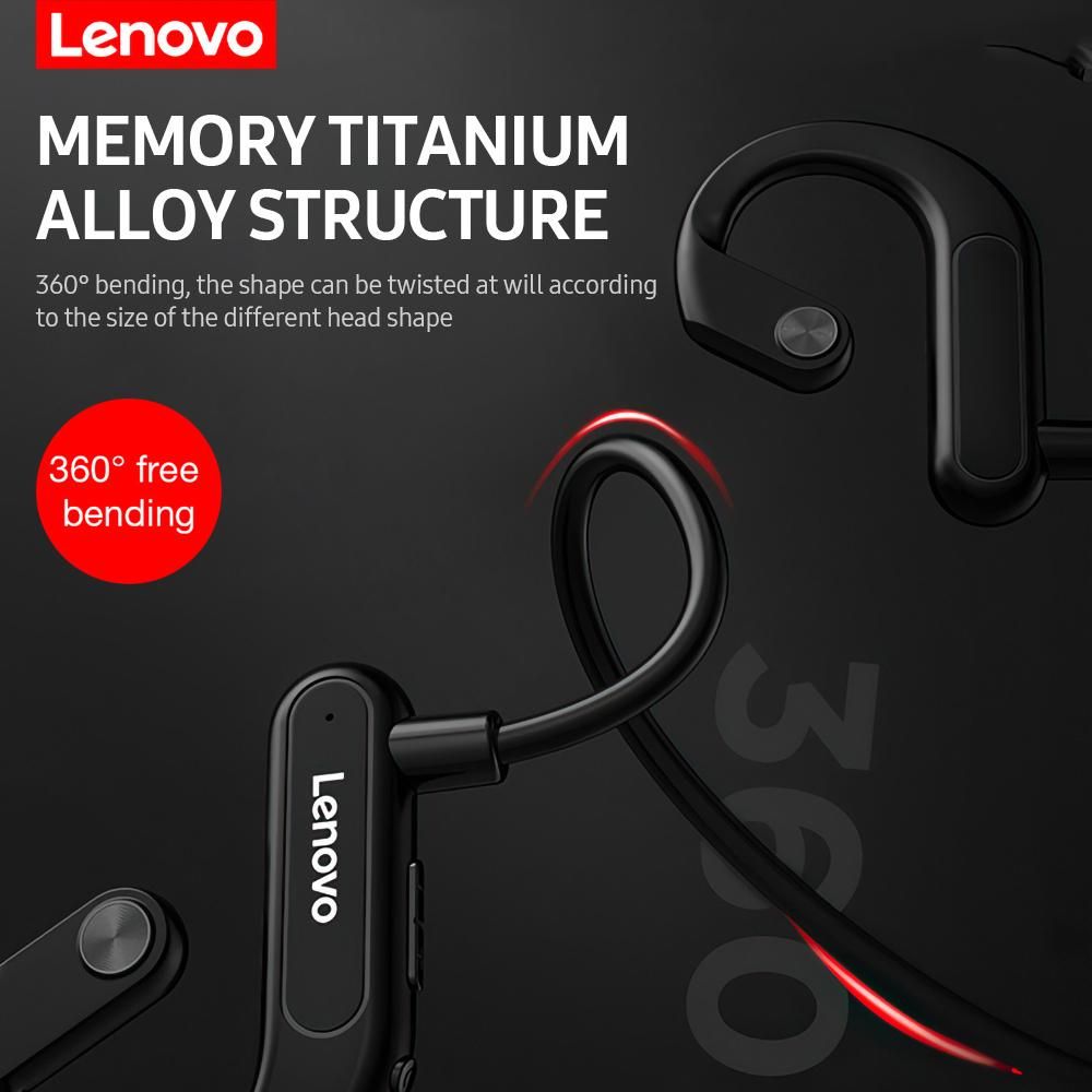 Lenovo X3 Wireless Headphone BT 5.0 Titanium Alloy Earphone IPX5 Sweatproof Waterproof Sports Headset Black