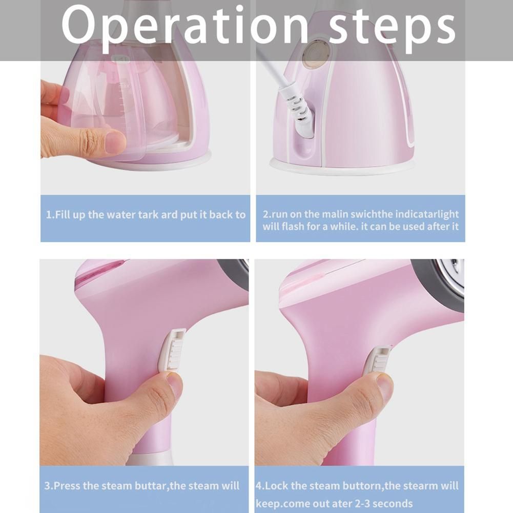 Handheld Garment Steamer Household Fabric Steam Iron Mini Portable Vertical Fast-Heat for Clothes Ironing Pink US Plug