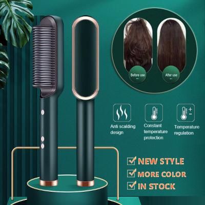 2 In 1 Hair Straightener Electric Hair Brush UK-Red