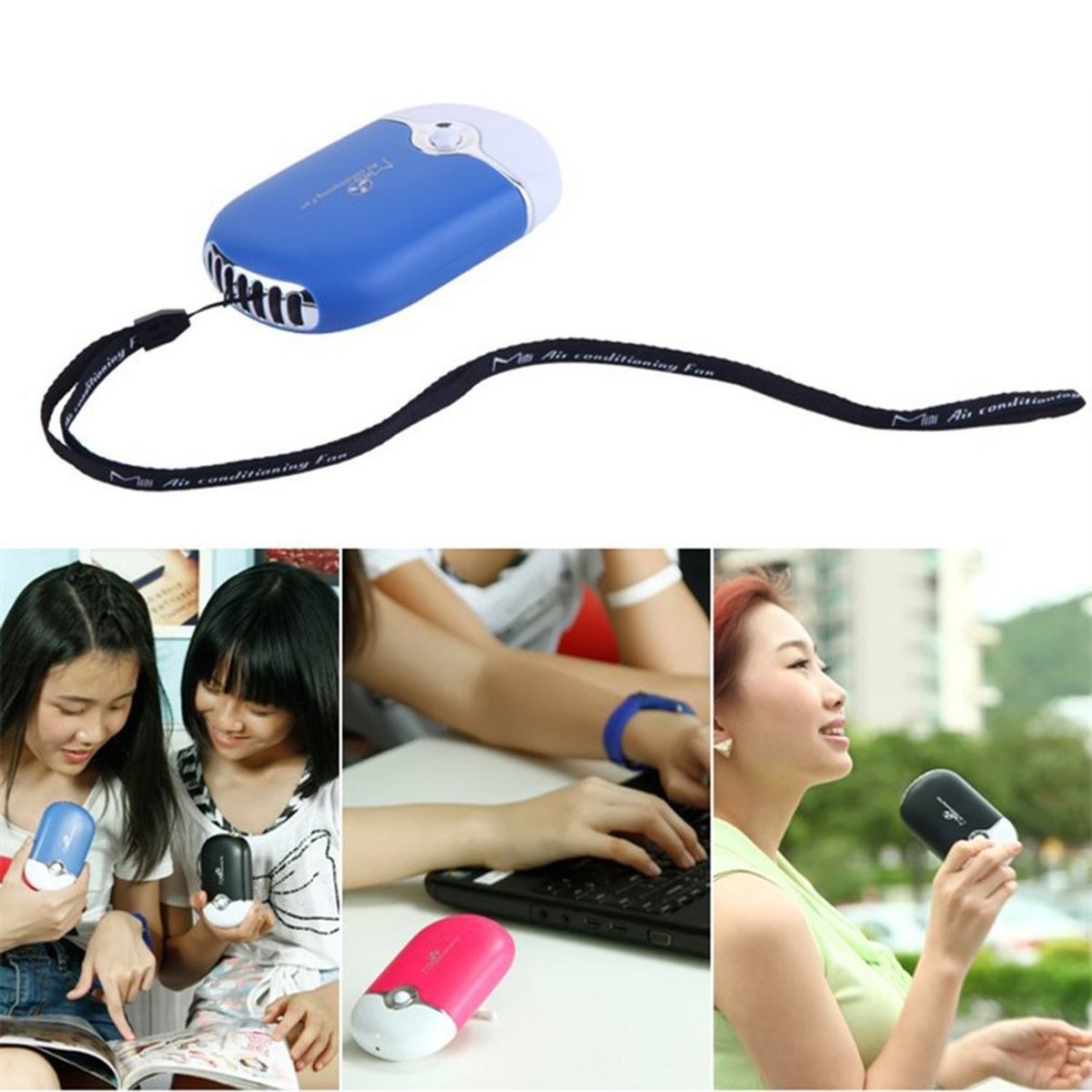 CO Mini Portable Handheld Desk Air Conditioner USB Rechargeable Cooling Fan-rose Red