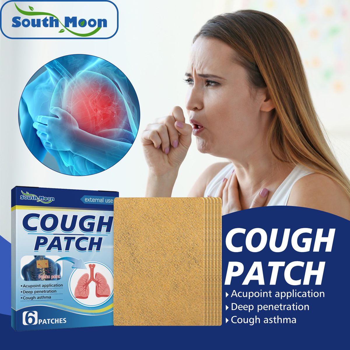 6Pcs Cough Relief Patch Relieve Sore Throat Itching Plaster