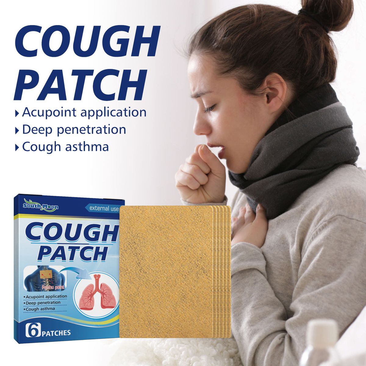 6Pcs Cough Relief Patch Relieve Sore Throat Itching Plaster