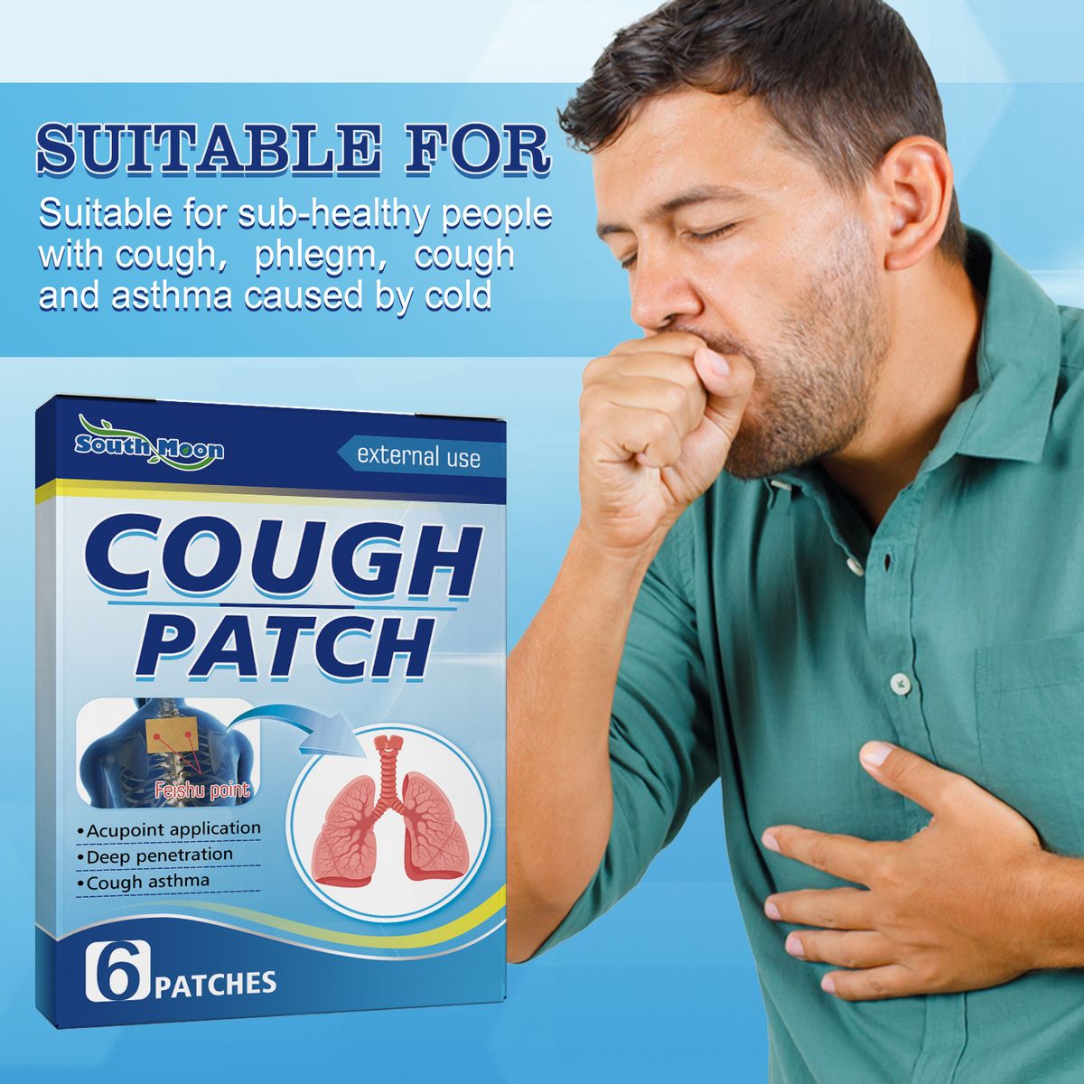 6Pcs Cough Relief Patch Relieve Sore Throat Itching Plaster