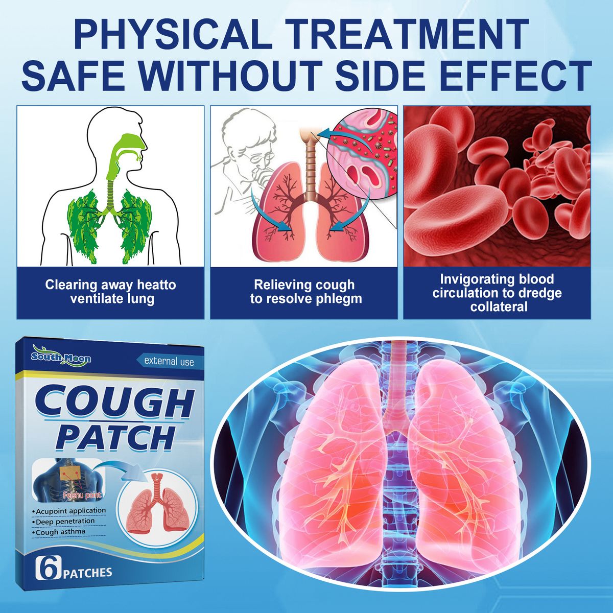 6Pcs Cough Relief Patch Relieve Sore Throat Itching Plaster