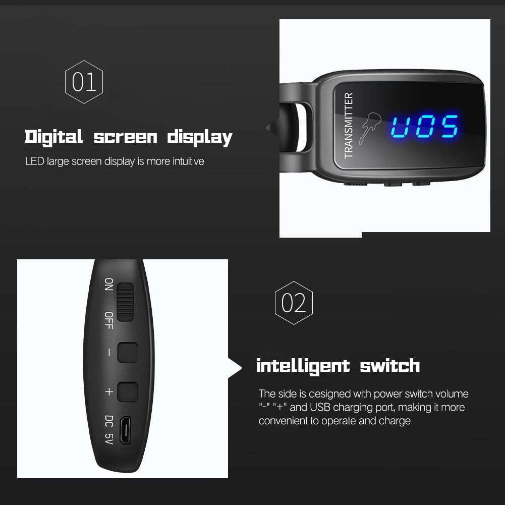 Rechargeable Wireless Led Guitar Transmitter System