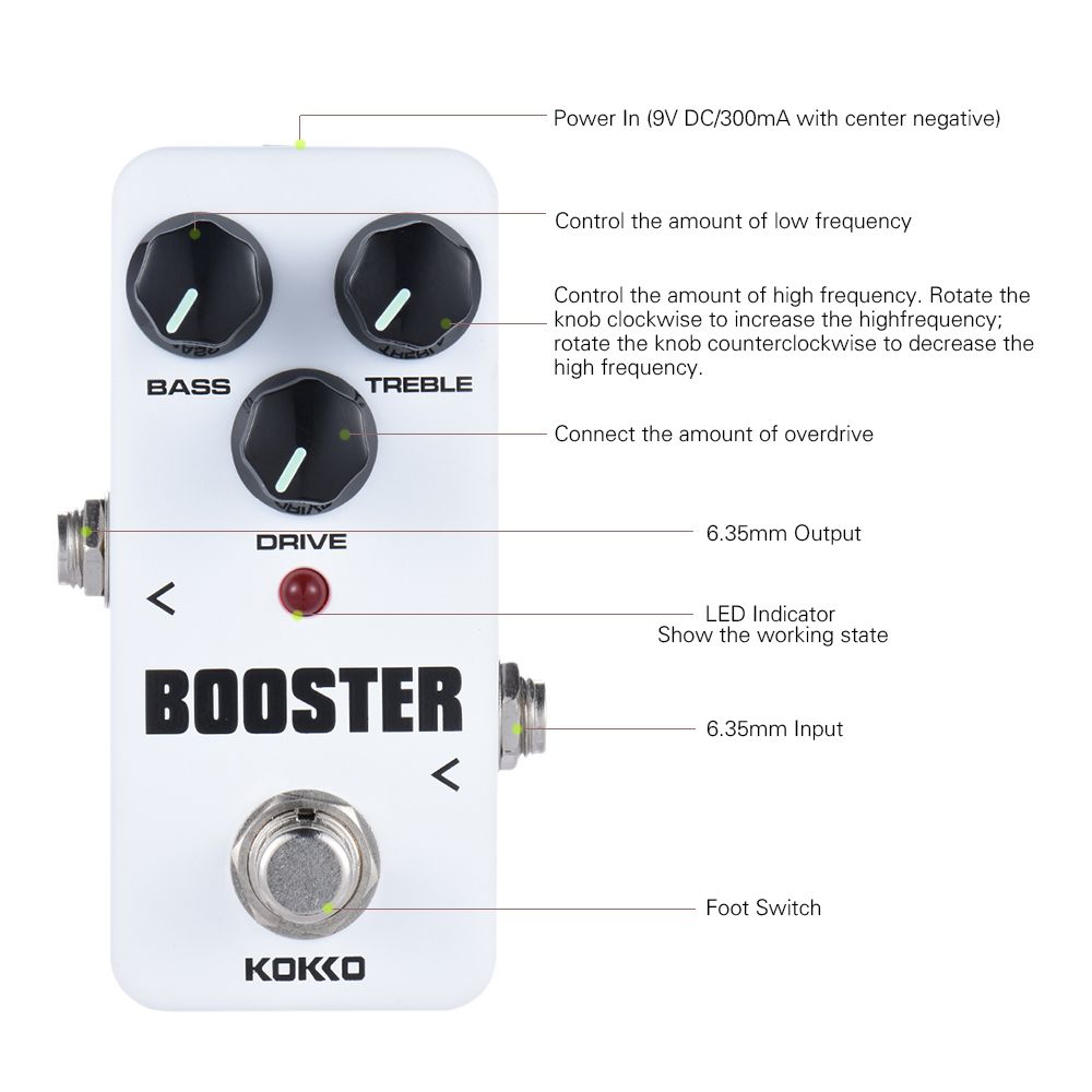 KOKKO FBS2 Mini Booster Pedal Portable 2-Band EQ Guitar