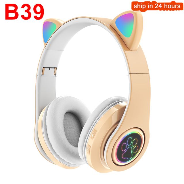 Flash Light Cute Cat Ears Wireless Headphone