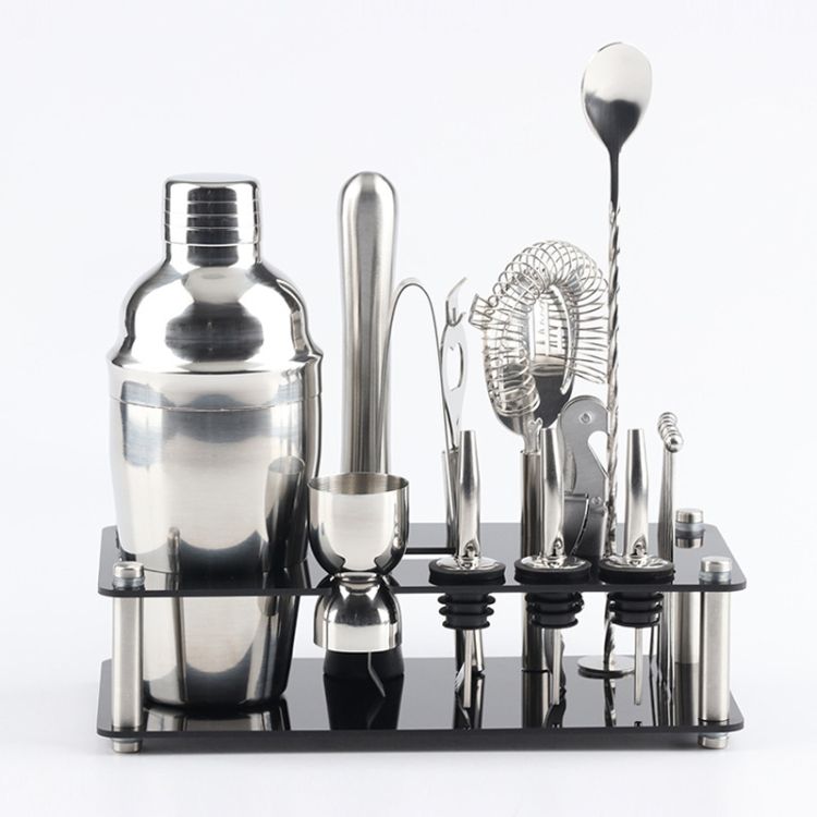 18 In 1 Cocktail Shaker Tools Setwith Acrylic Mount