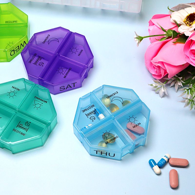 7Day Portable Pill Box Pocket Pill Case 4Compartments Travel