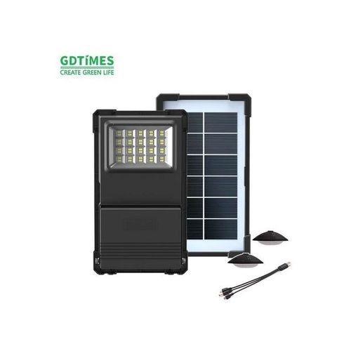 8" Rechargeable Table Fan With 2 DC Bulb+ Solar Panel